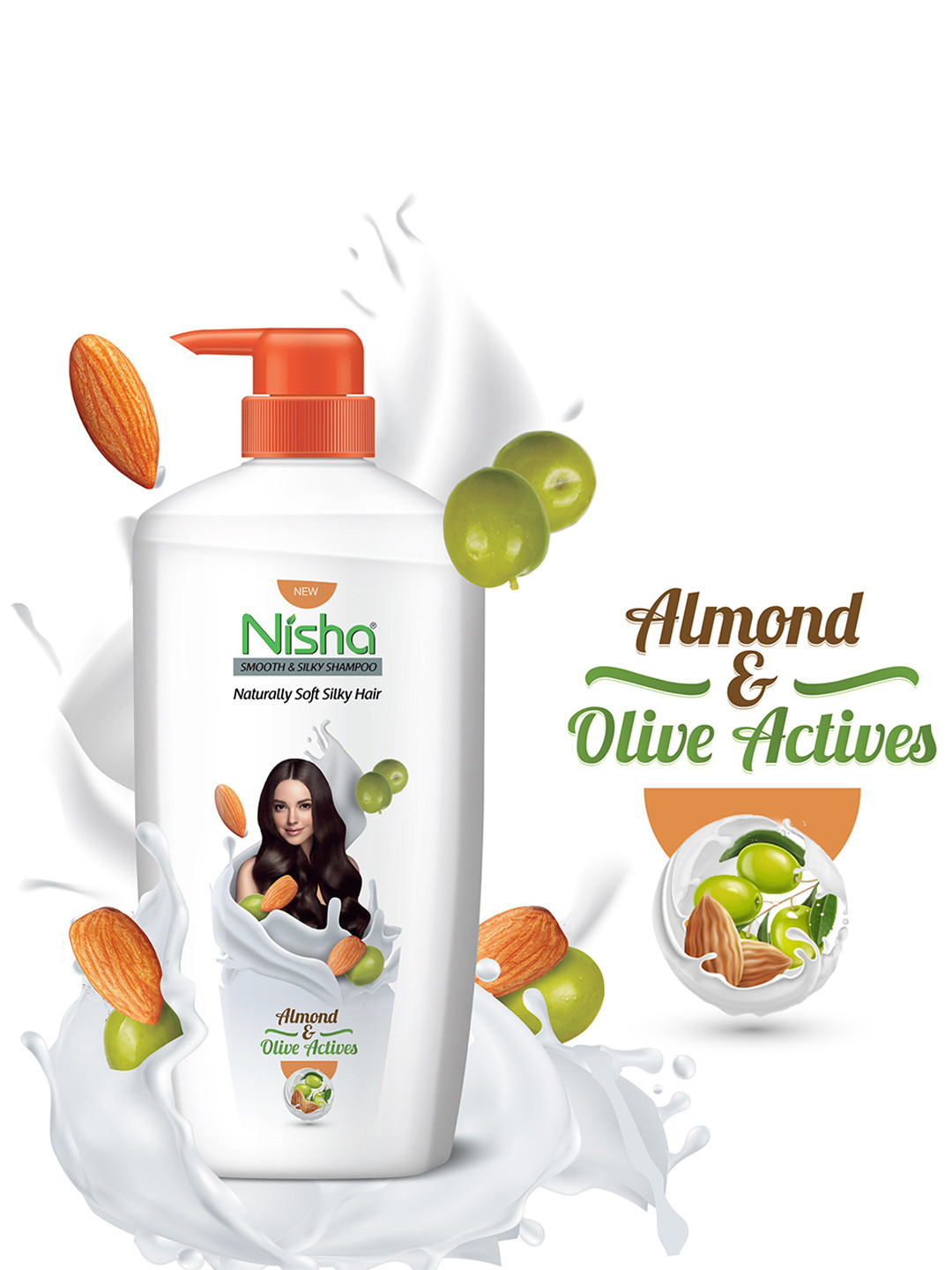 

Nisha Smooth Naturally Soft & Silky Hair Shampoo With Almond & Olive Active 650 ml, White