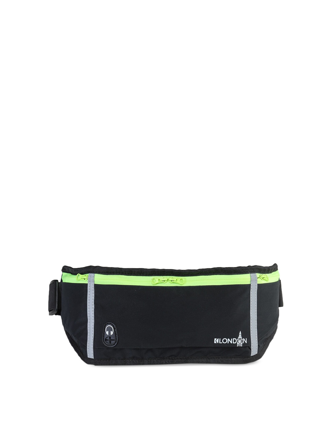 

K London Contrast Zip Waist Pouch, Black