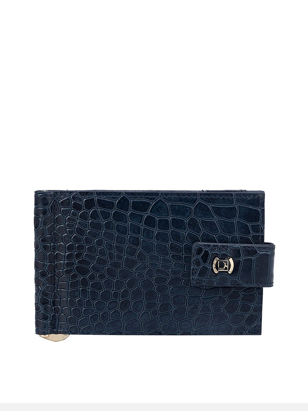 

Da Milano Men Woven Design Leather Money Clip, Navy blue