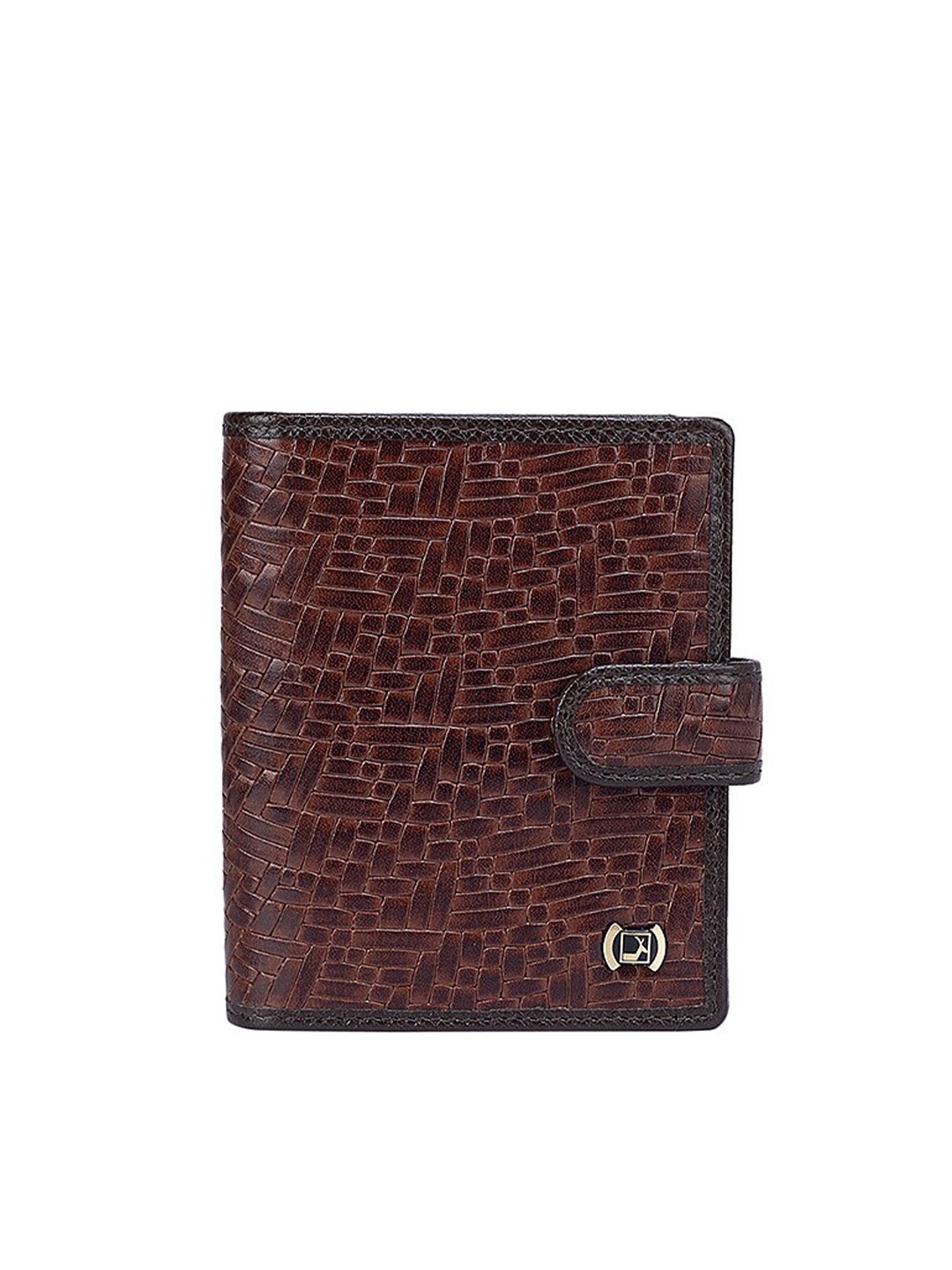 

Da Milano Men Woven Design Leather Card Holder, Brown
