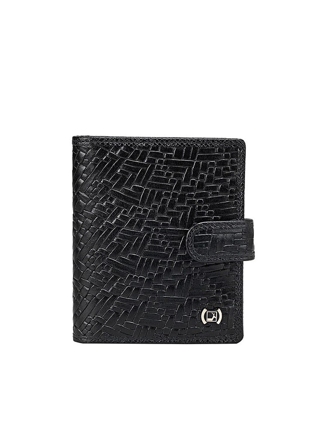 

Da Milano Men Black Textured Leather Card Holder