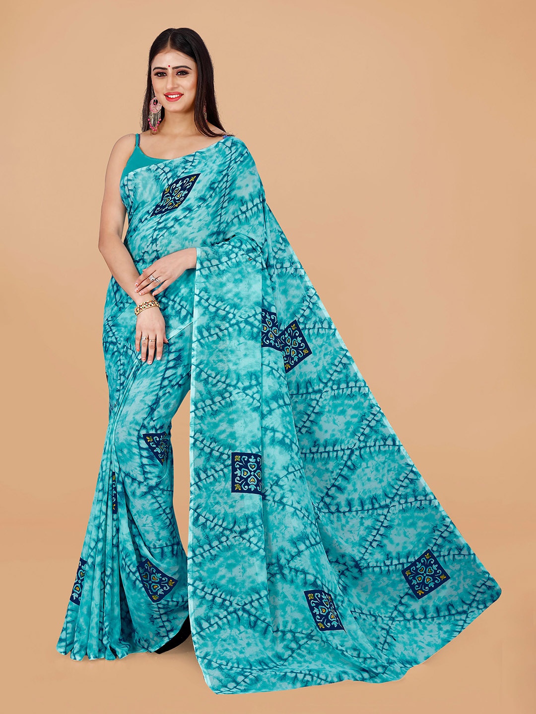 

ANAND SAREES Printed Pure Georgette Saree, Blue