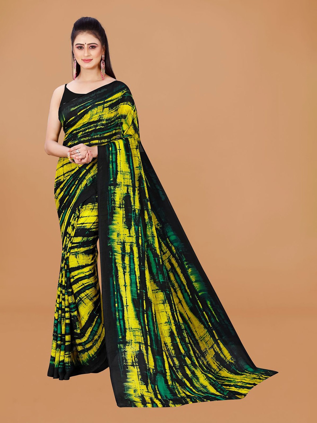 

ANAND SAREES Tie and Dye Pure Georgette Saree, Green