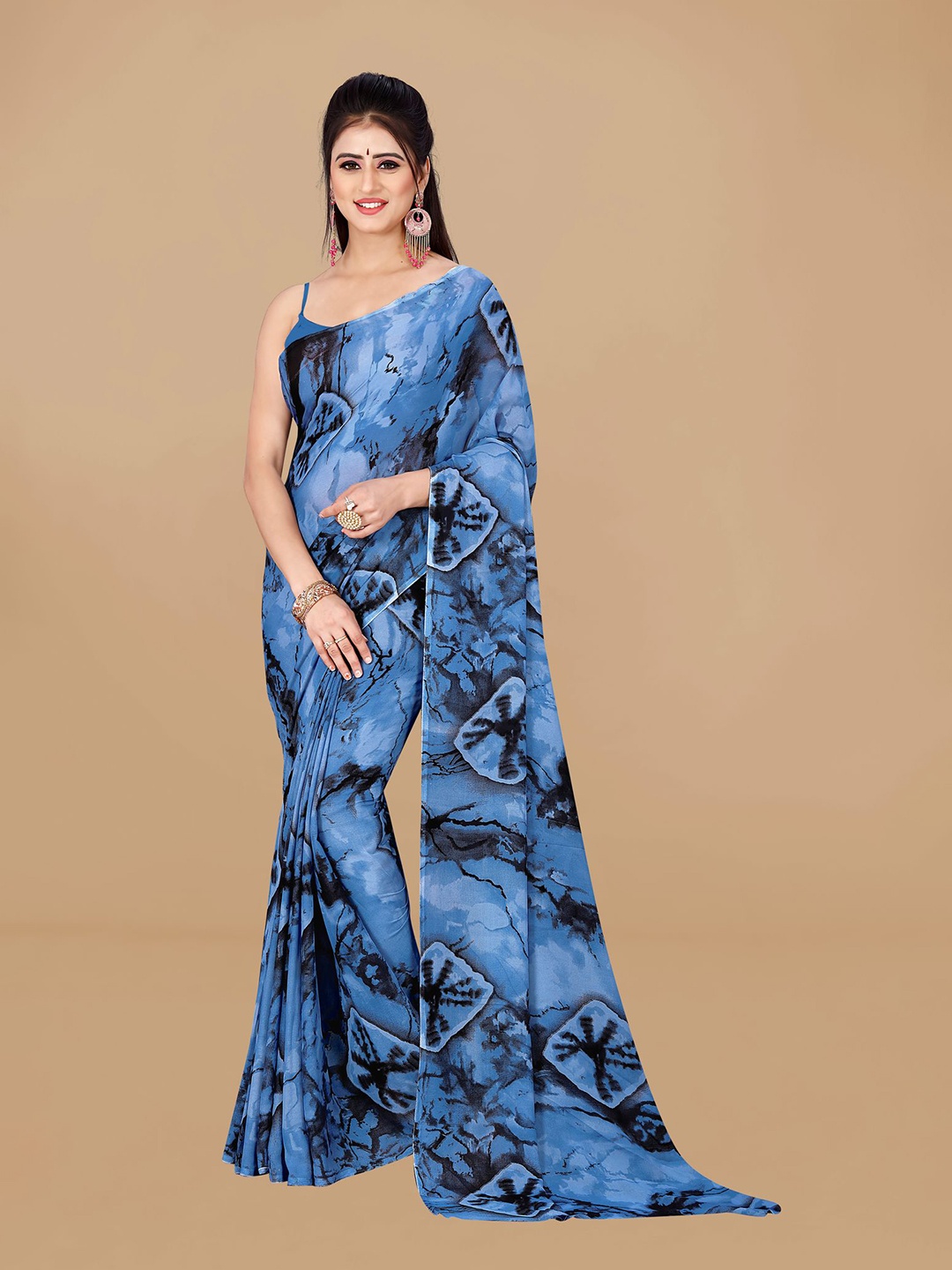 

ANAND SAREES Printed Pure Georgette Saree, Blue