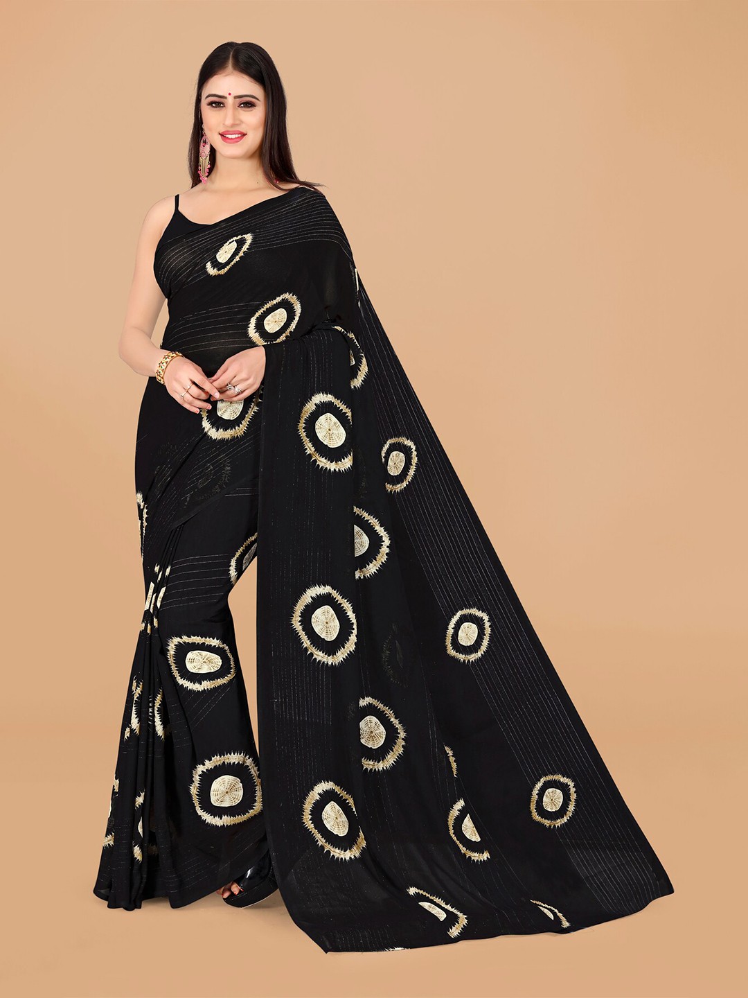 

ANAND SAREES Printed Pure Georgette Saree, Black
