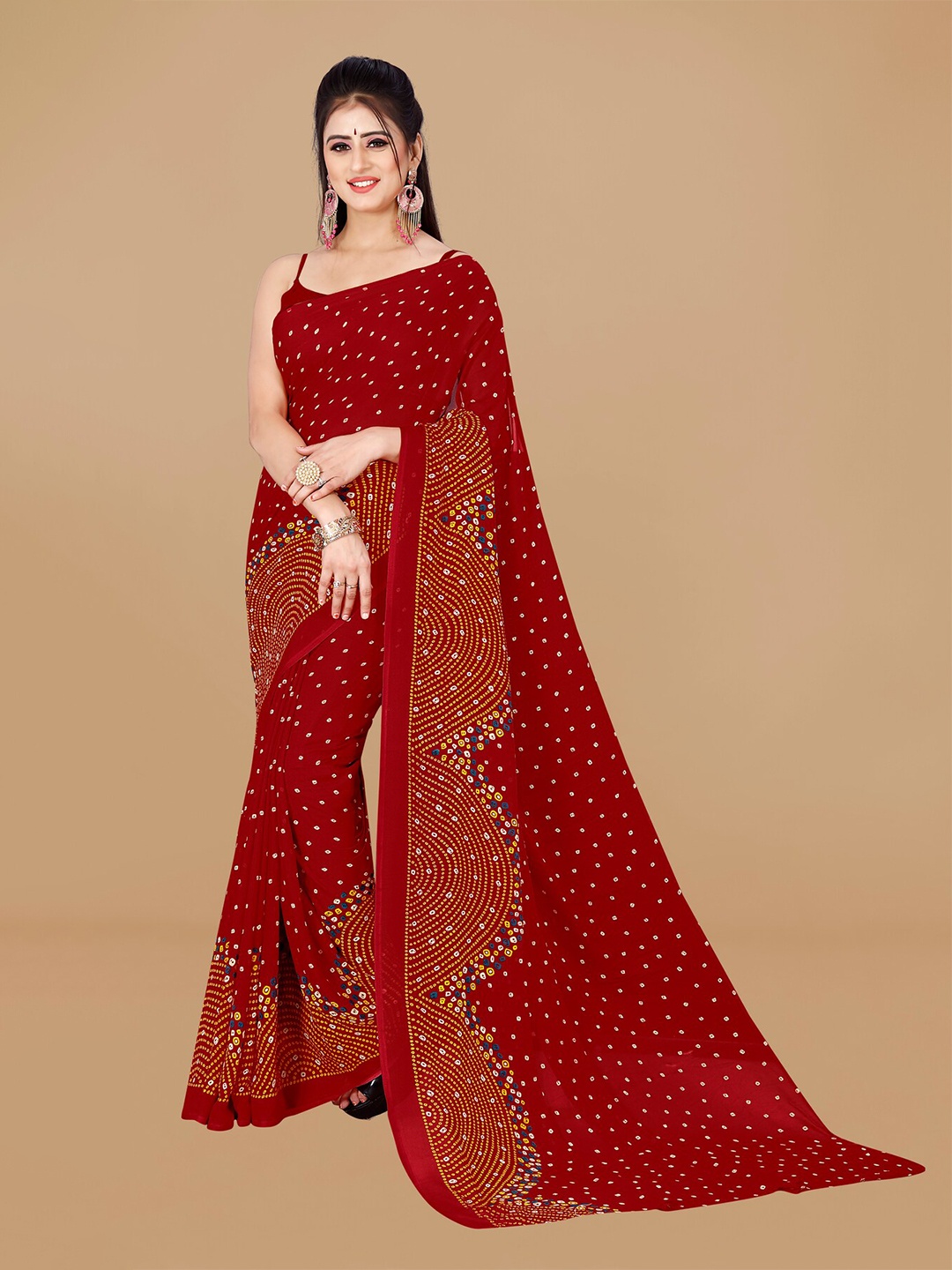 

ANAND SAREES Bandhani Saree, Maroon