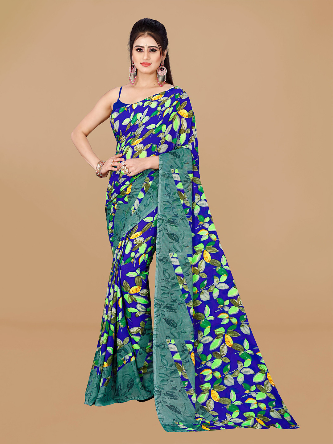 

KALINI Floral Printed Saree, Blue