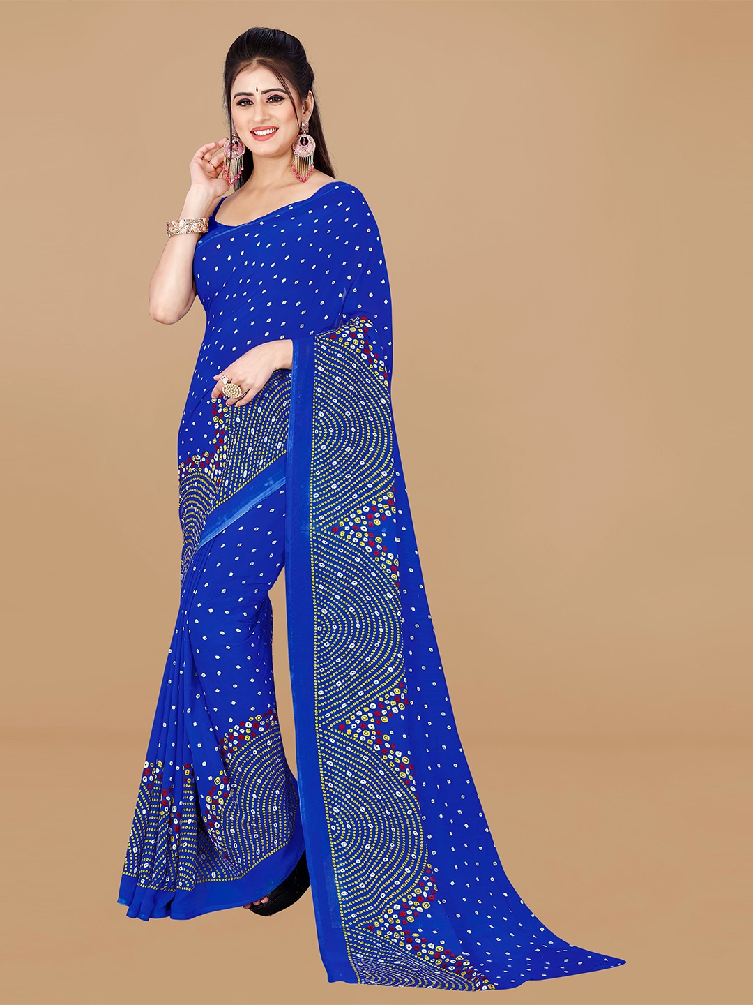

ANAND SAREES Printed Pure Georgette Saree, Blue