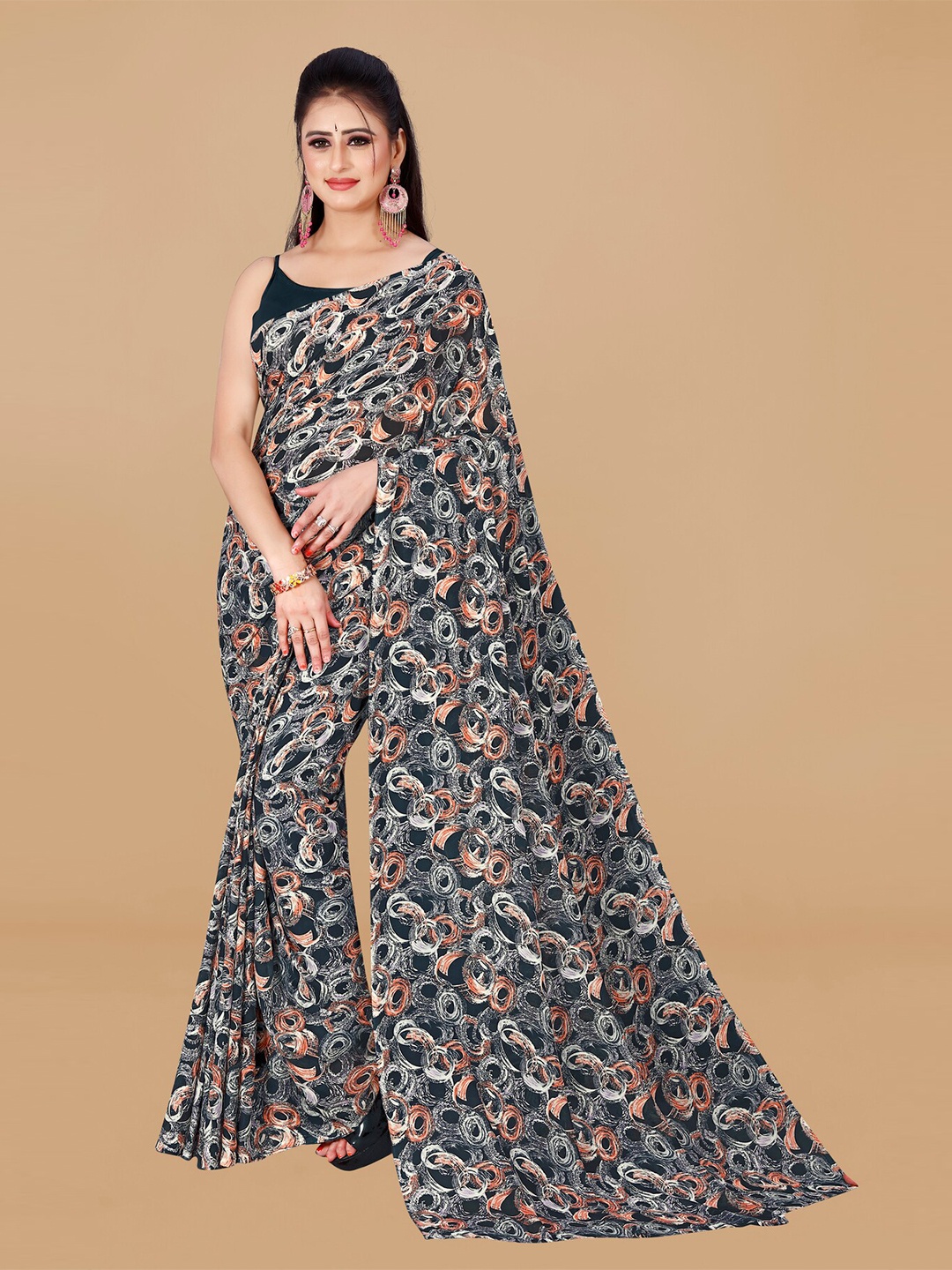 

ANAND SAREES Printed Pure Georgette Saree, Blue