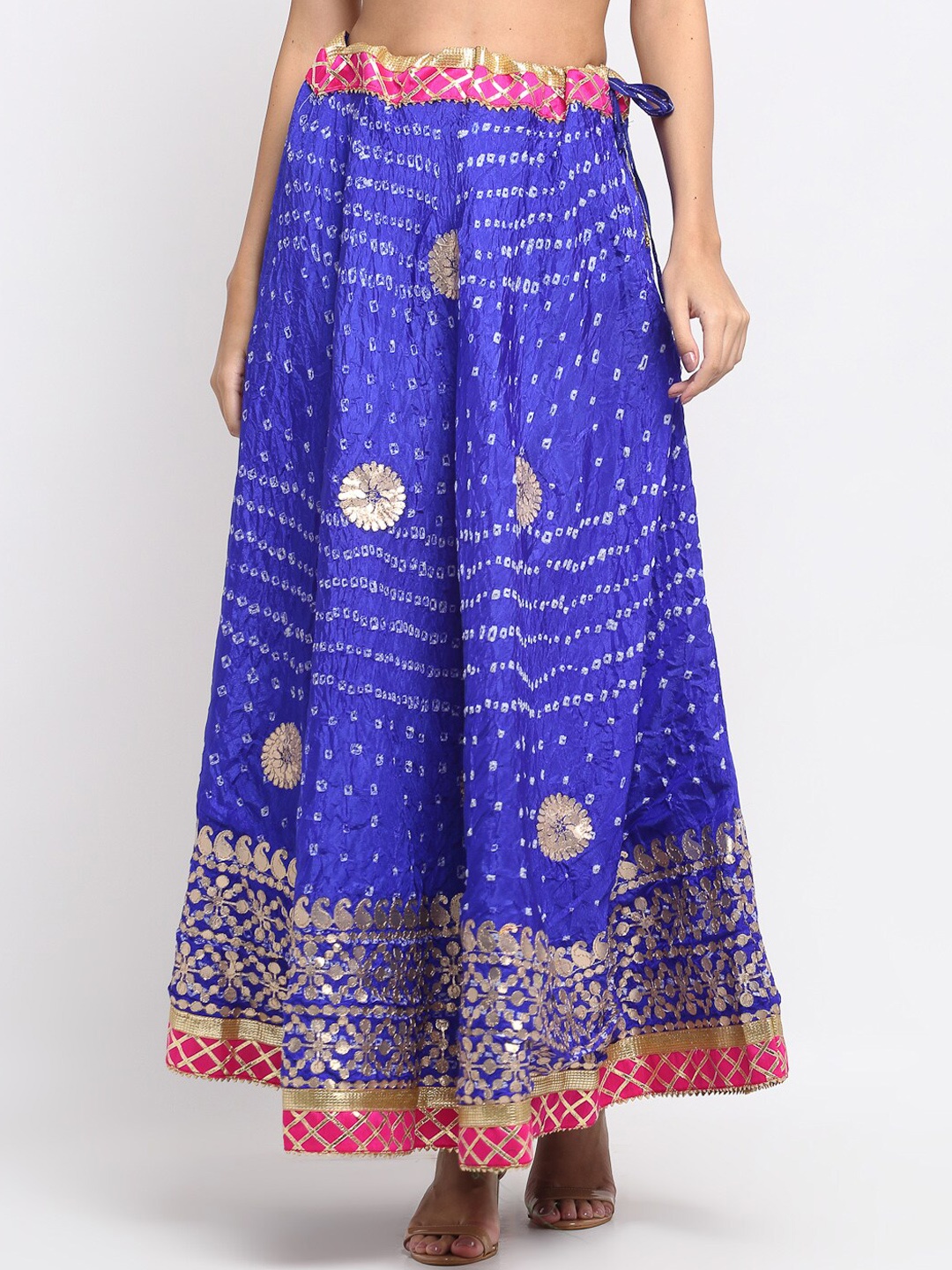 

SOUNDARYA Dyed Flared Ethnic Maxi Skirt, Blue