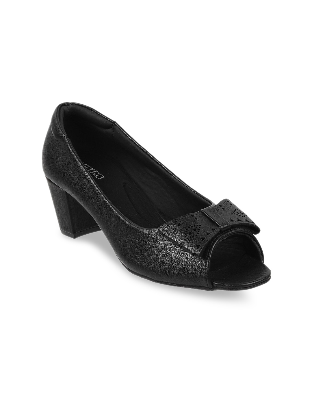 

Metro Block Peep Toes With Bows, Black