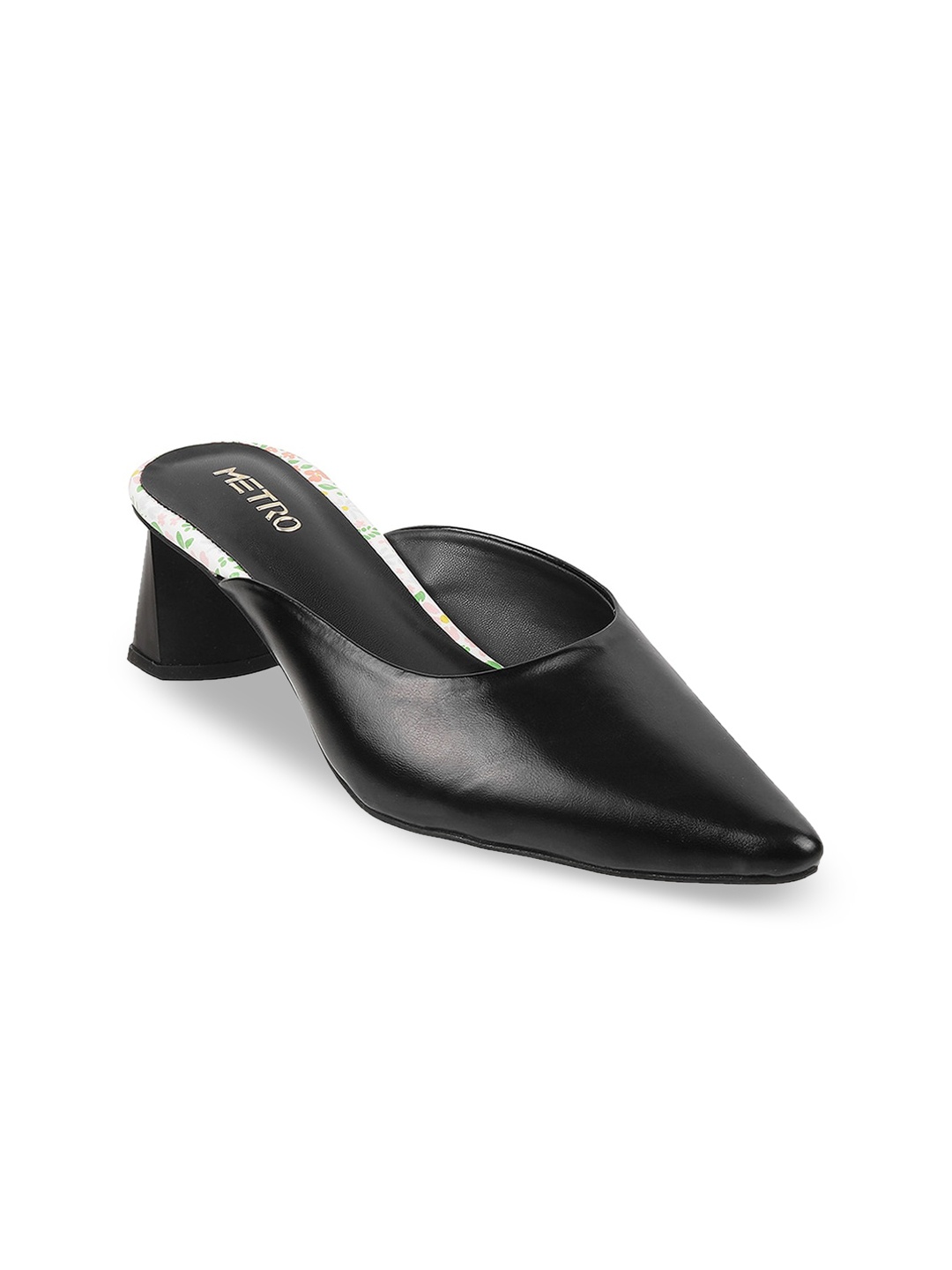

Metro Open Back Block Mules, Black