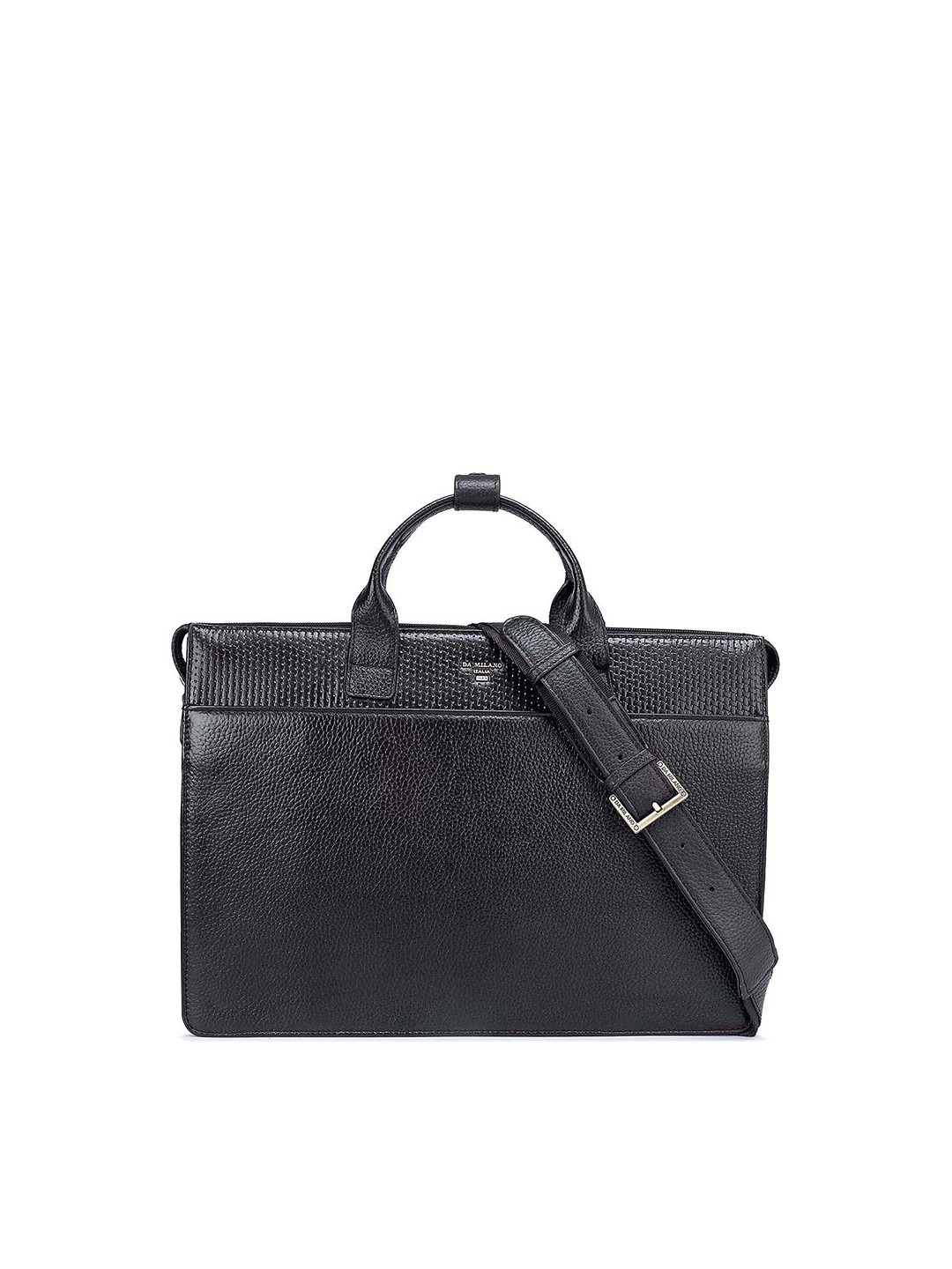

Da Milano Men Textured Leather Laptop Bag, Brown