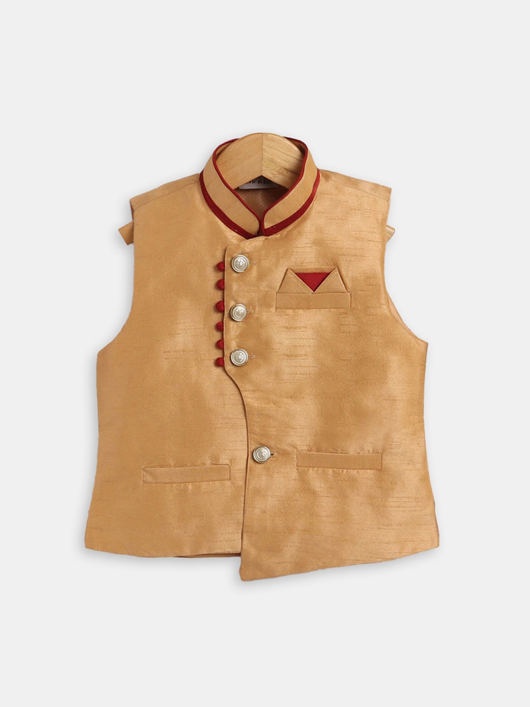 

Hopscotch Boys Sleeveless Loose Fit Waistcoat, Beige