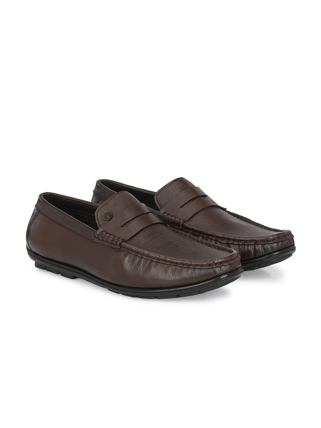 

MONDAIN Men Perforations Slip-On Loafers, Brown