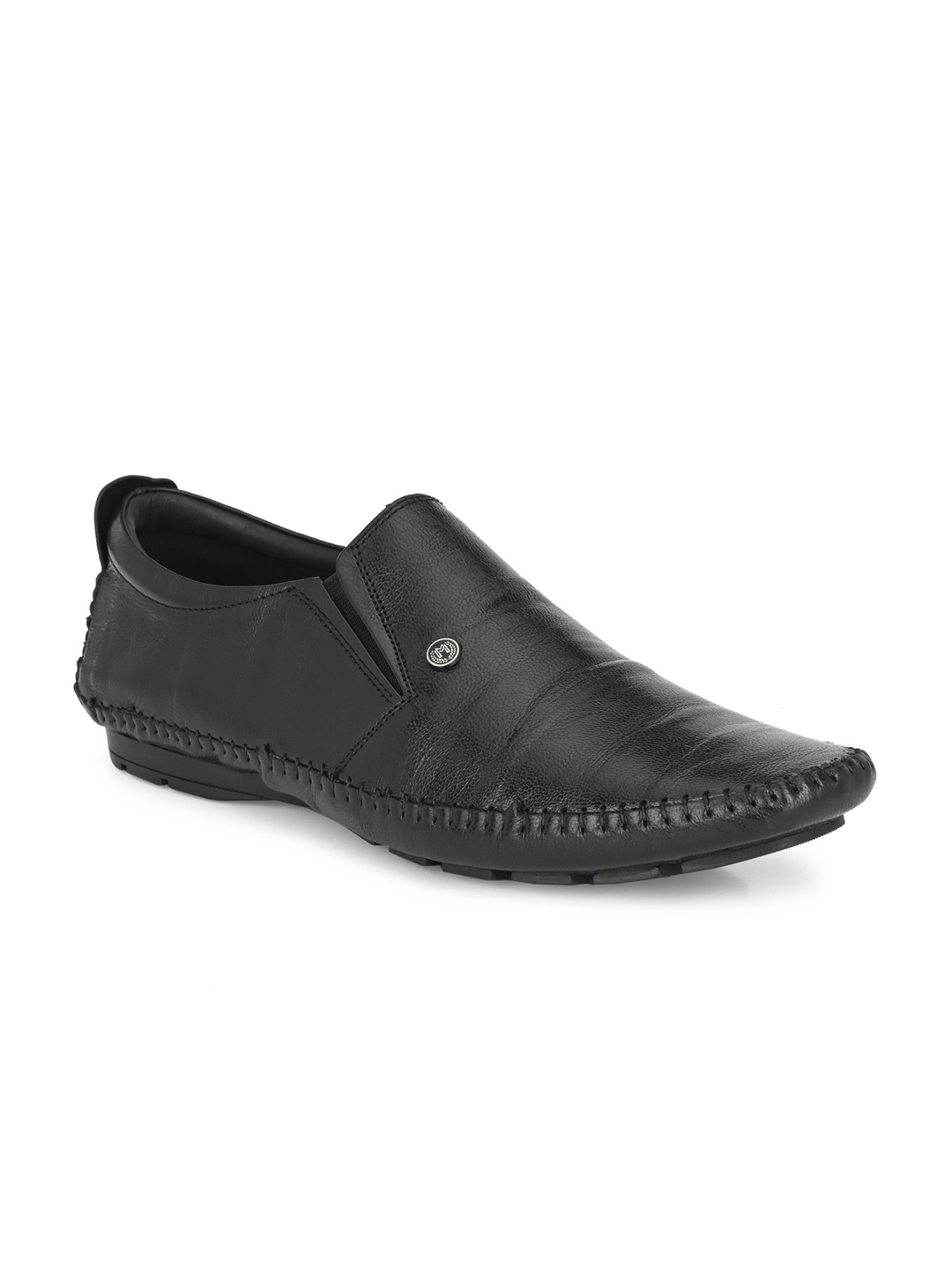 

MONDAIN Men Perforations Slip-On Driving Shoes, Black