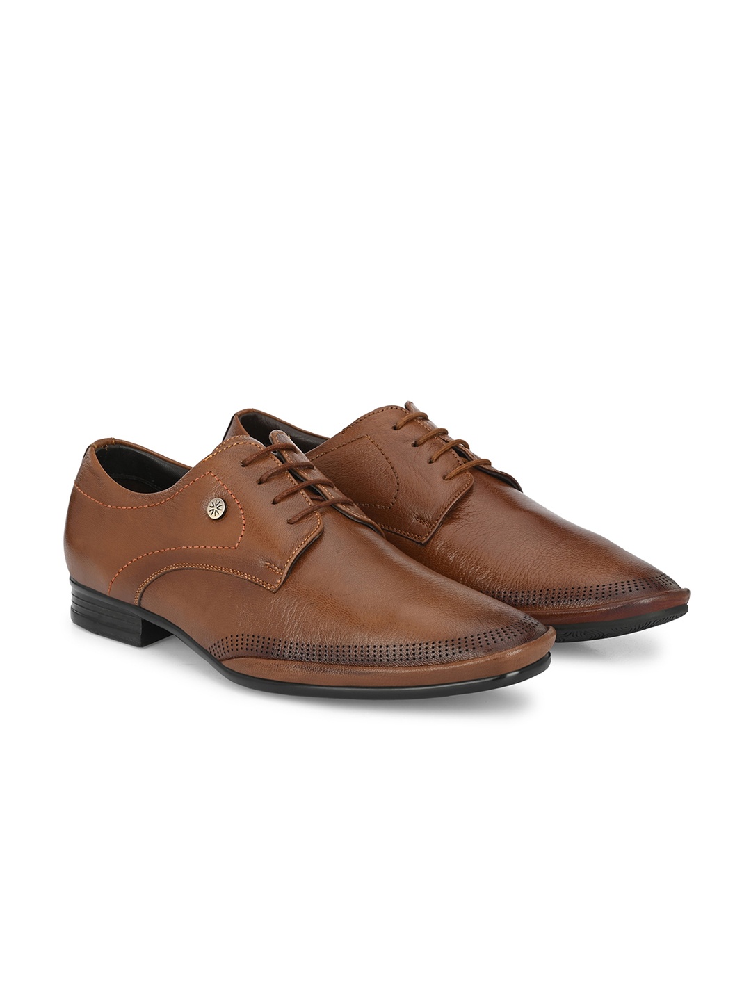 

MONDAIN Men Genuine Leather Formal Derbys, Tan