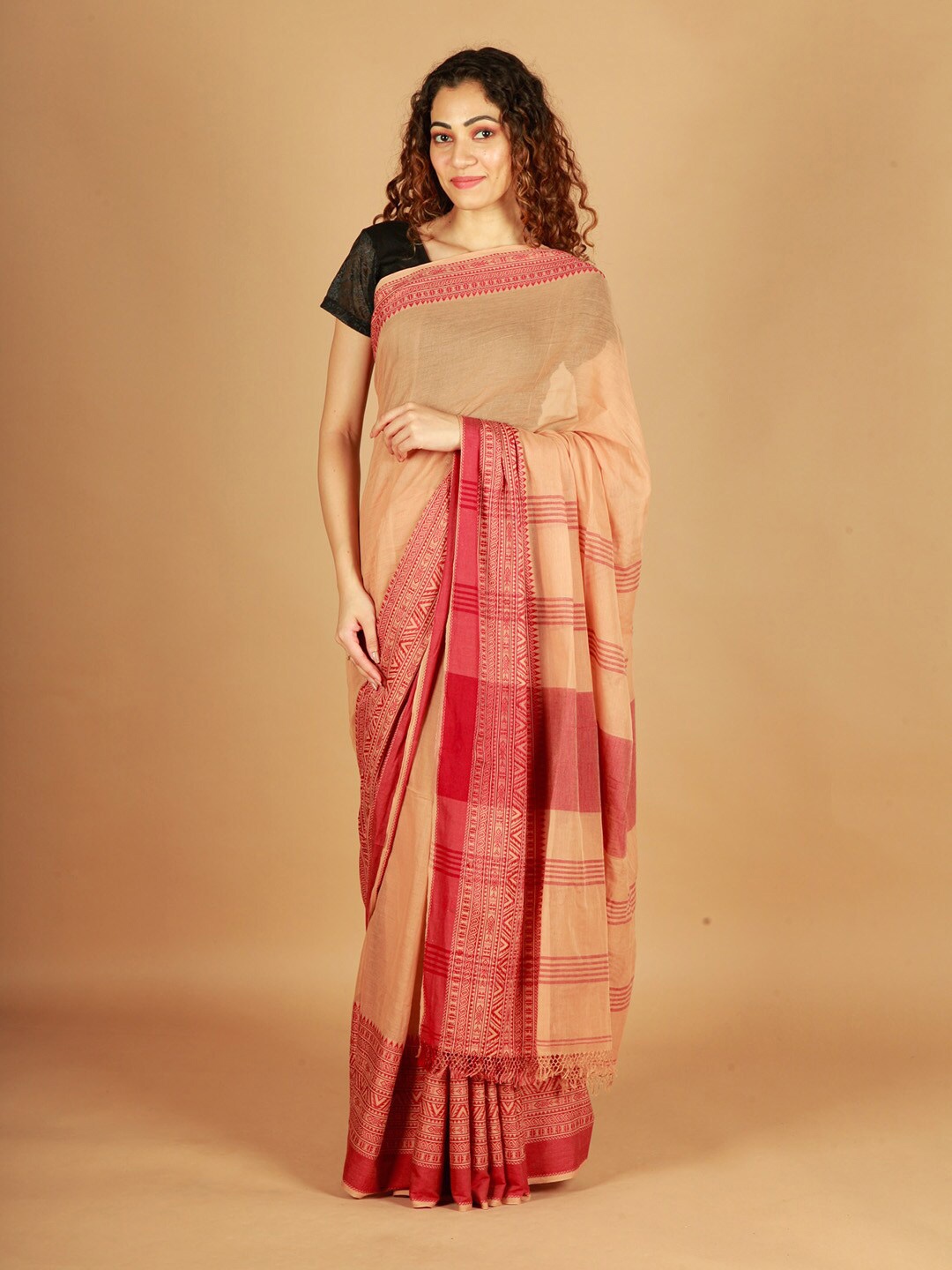 

ReshaWeaves Bengal Pure Cotton Saree, Cream