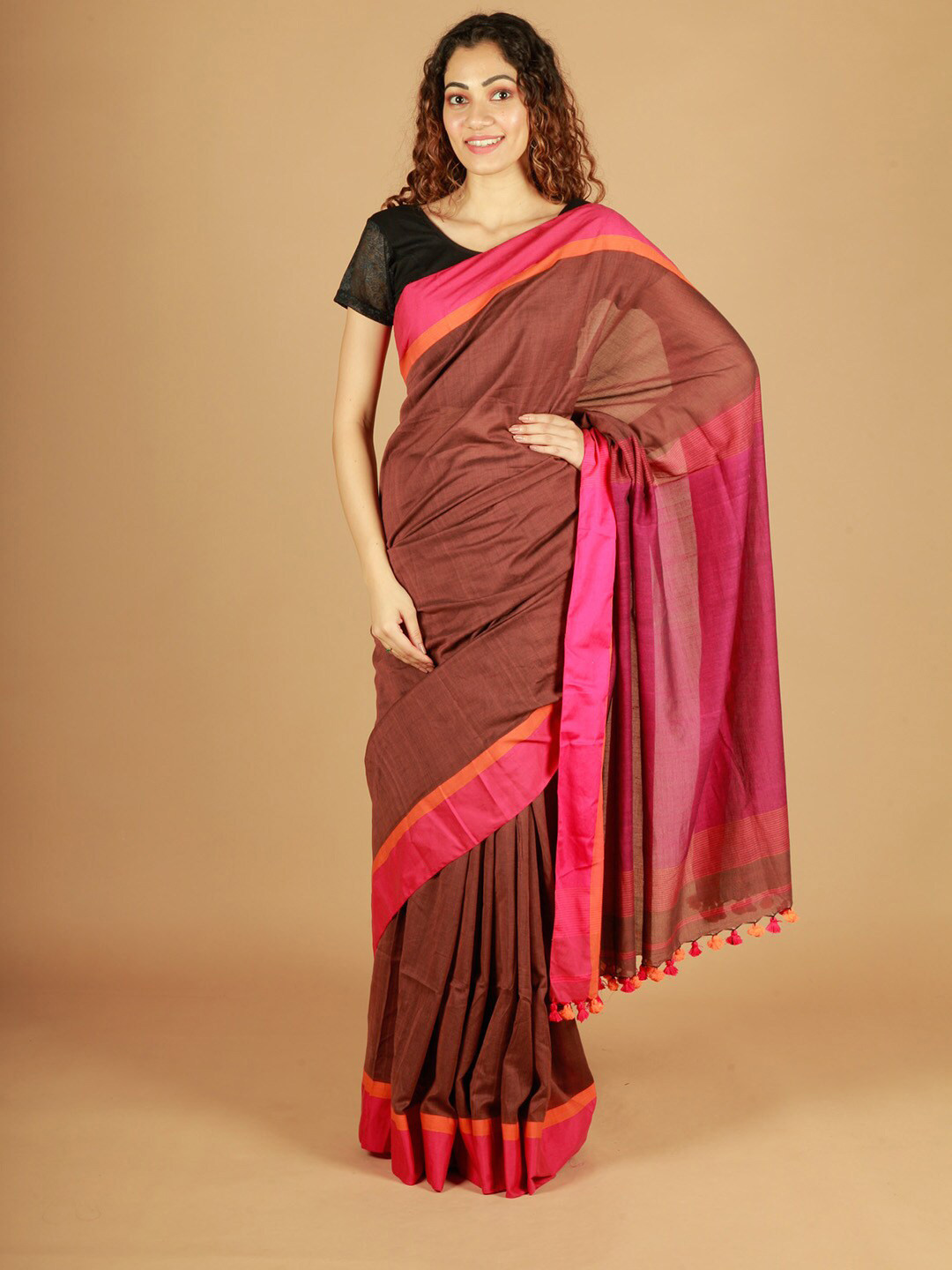 

ReshaWeaves Pure Cotton Saree, Brown