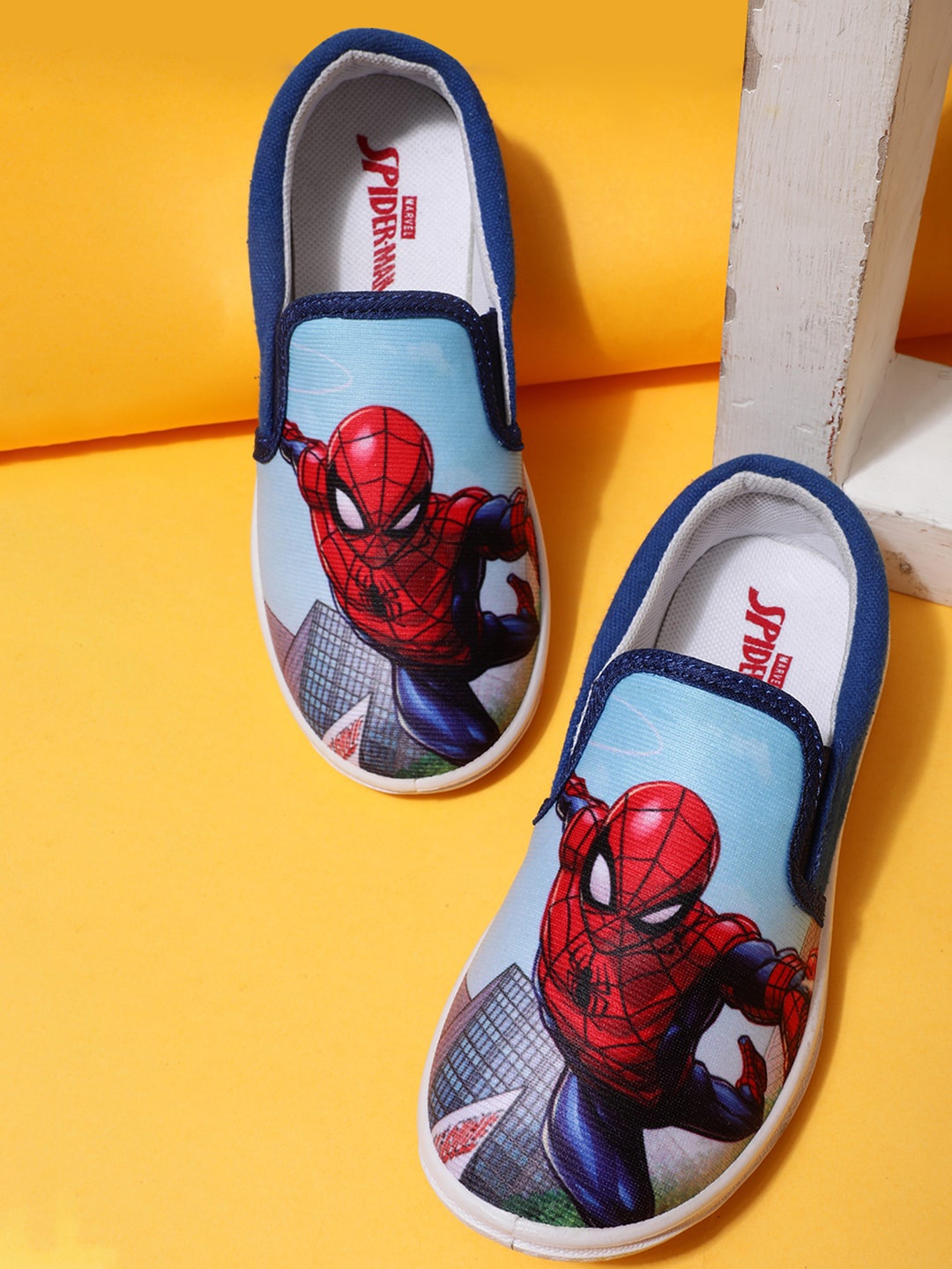 

Kids Ville Boys Spider-Man Printed Lightweight Canvas Slip-On Sneakers, Blue