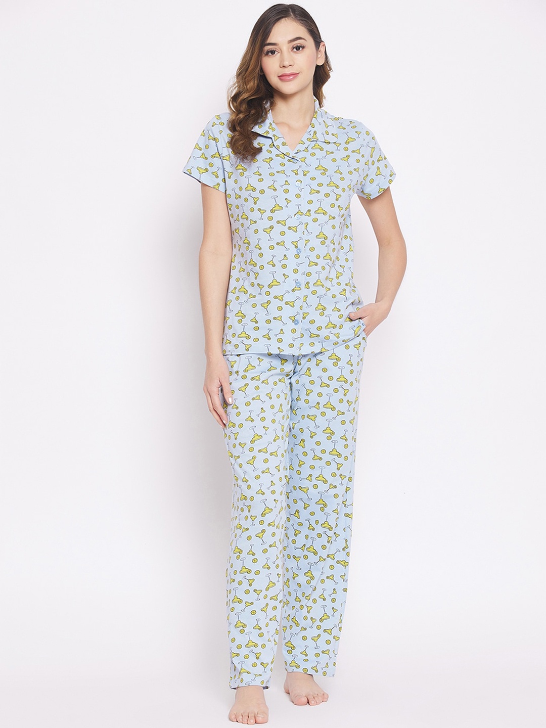 

Clovia Women Printed Night suit, Blue