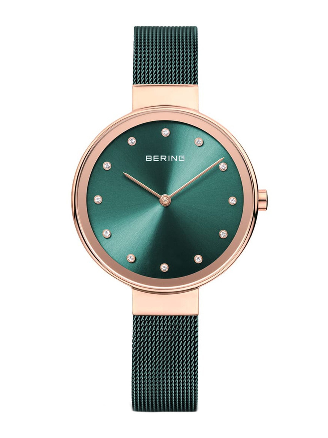 

BERING Women Round Dial & Stainless Steel Bracelet Style Straps Analogue Watch- 12034-868, Green