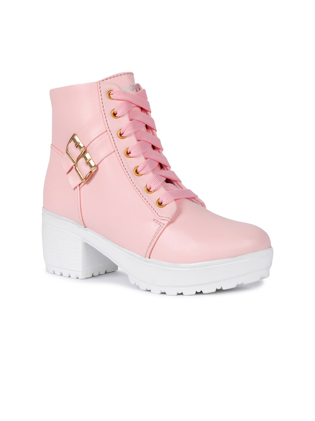 

Longwalk Women Block-Heeled Mid-Top Regular Boots, Pink