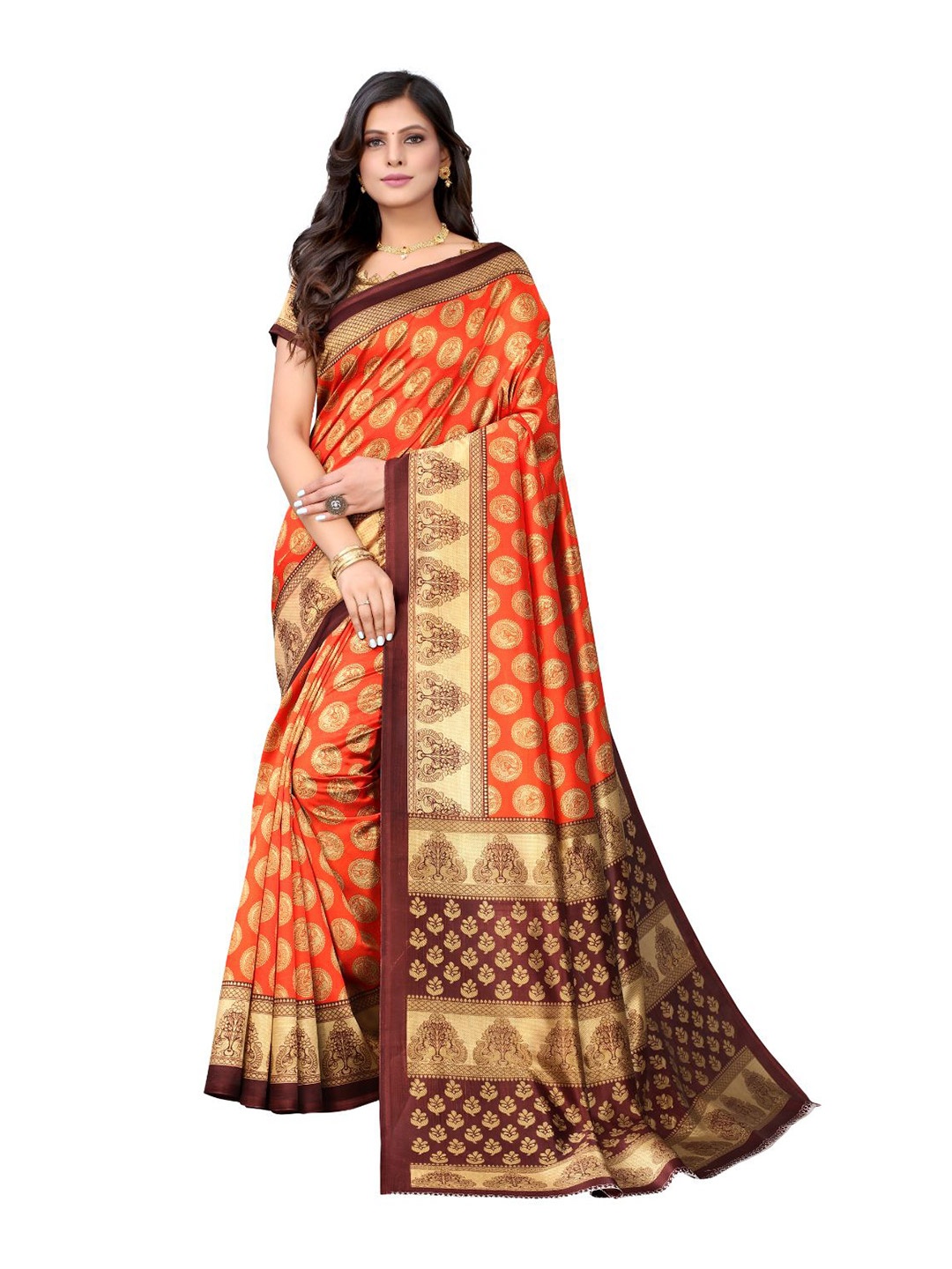 

KALINI Ethnic Motifs Ilkal Saree, Orange