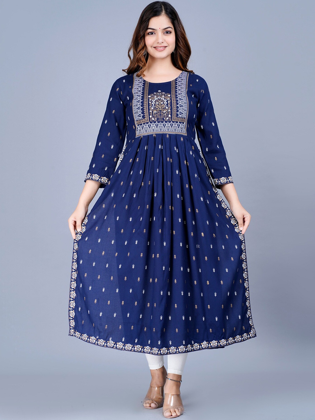 

KALINI Ethnic Motifs Printed Kurta, Blue