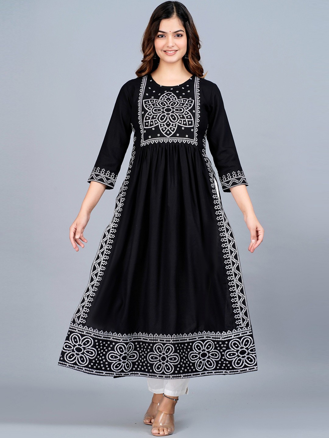 

KALINI Women Bandhani Printed Kurta, Black
