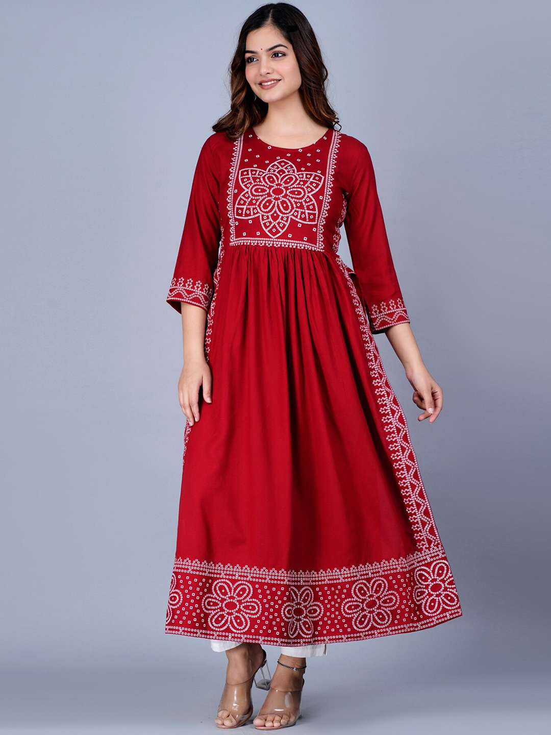 

KALINI Bandhani Printed Kurta, Red