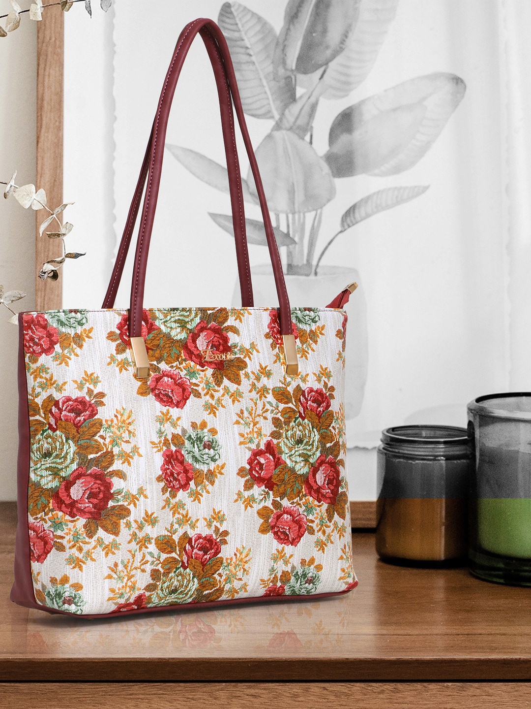 

Exotic Floral PU Shopper Tote Bag, Pink