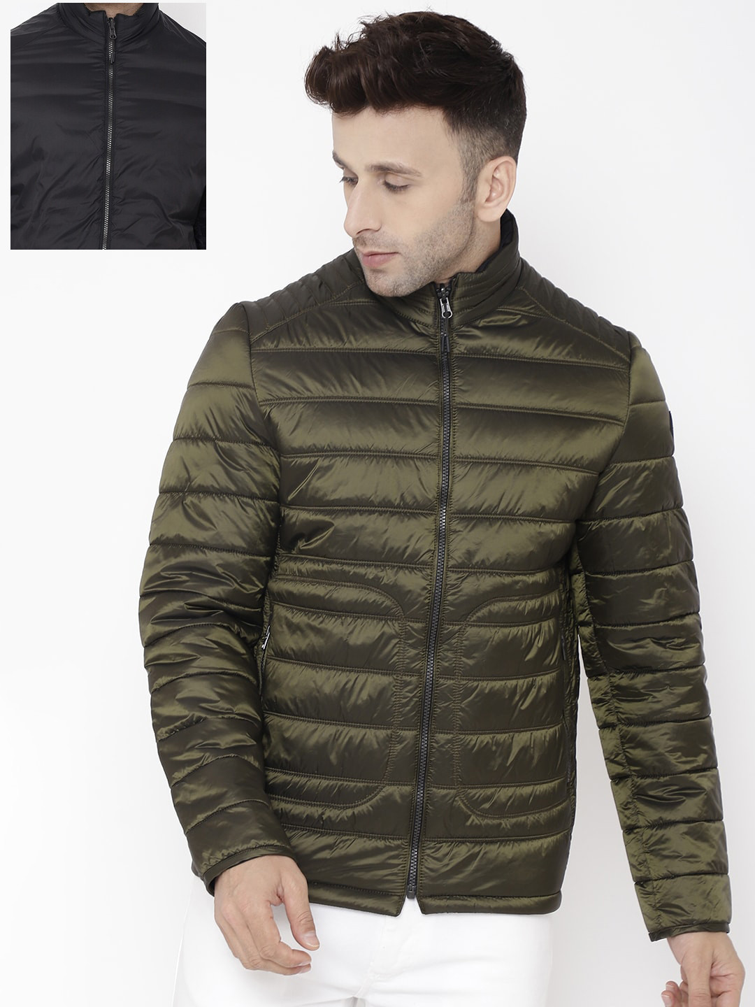 

LURE URBAN Men Reversible Padded Jacket, Olive