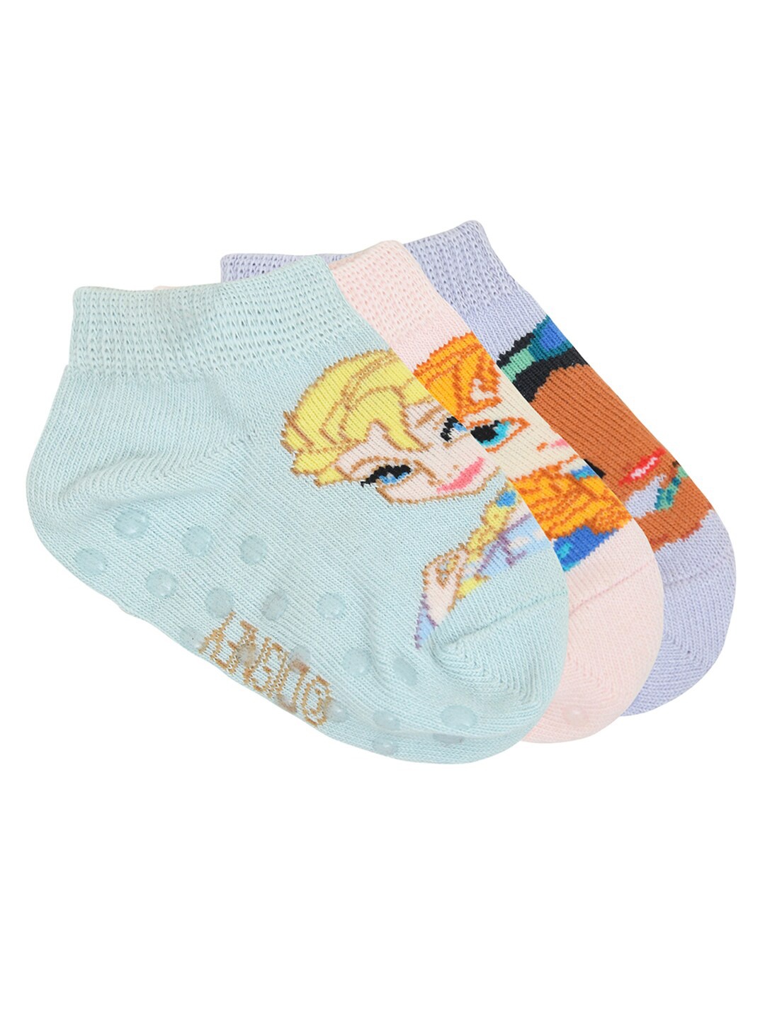 

Balenzia x Disney Girls Pack Of 3 Patterned Ankle-Length Socks, Blue