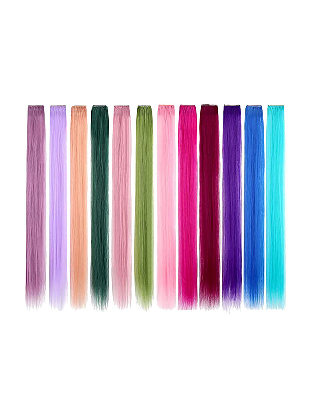 

CHANDERKASH Set Of 6 Synthetic Nylon Colored Straight Hair Extensions, Pink