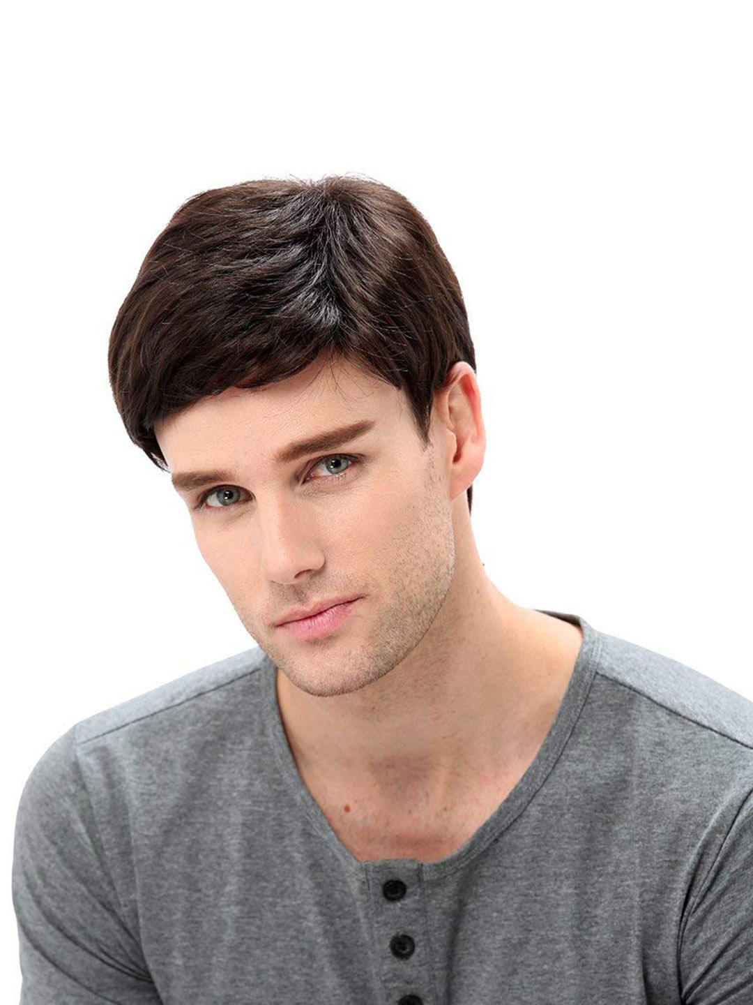 

CHANDERKASH Men Full Head Synthetic Natural Real Hair Wig Extension - Brown