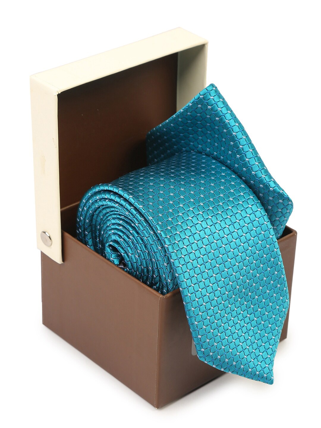 

Hashburys Premium Tie and Pocket Square Accessory Gift Set, Turquoise blue