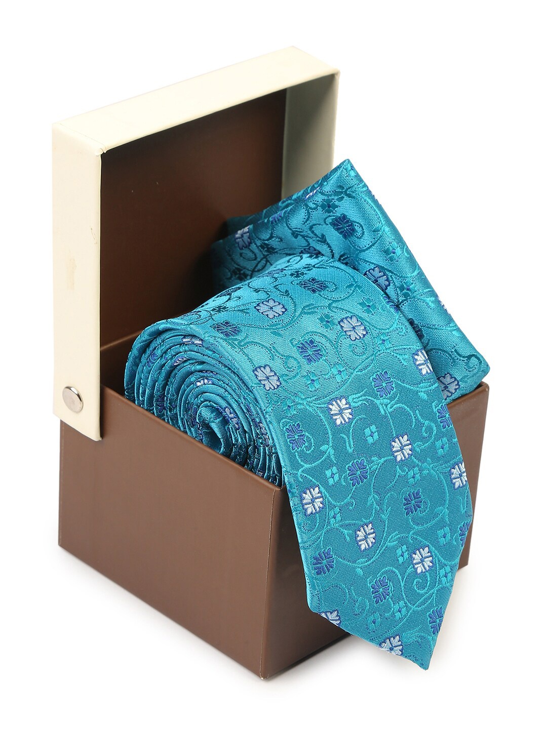 

Hashburys Men Premium Tie and Pocket Square Accessory Gift Set, Turquoise blue
