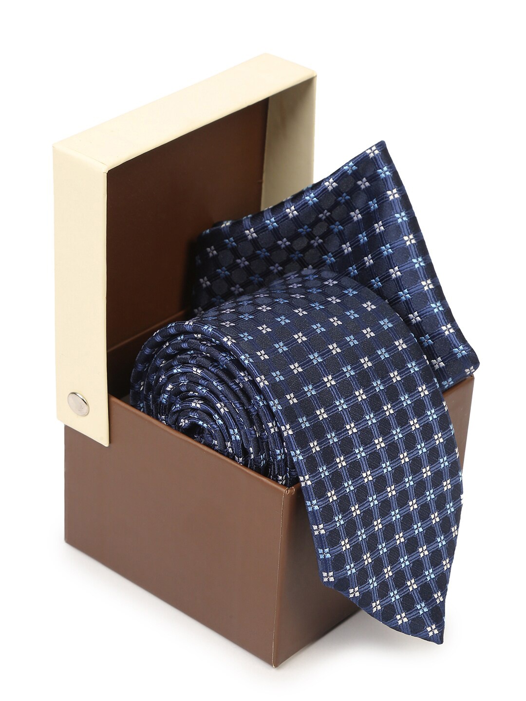 

Hashburys Set Of 2 Tie and Pocket Square Gift Set, Navy blue