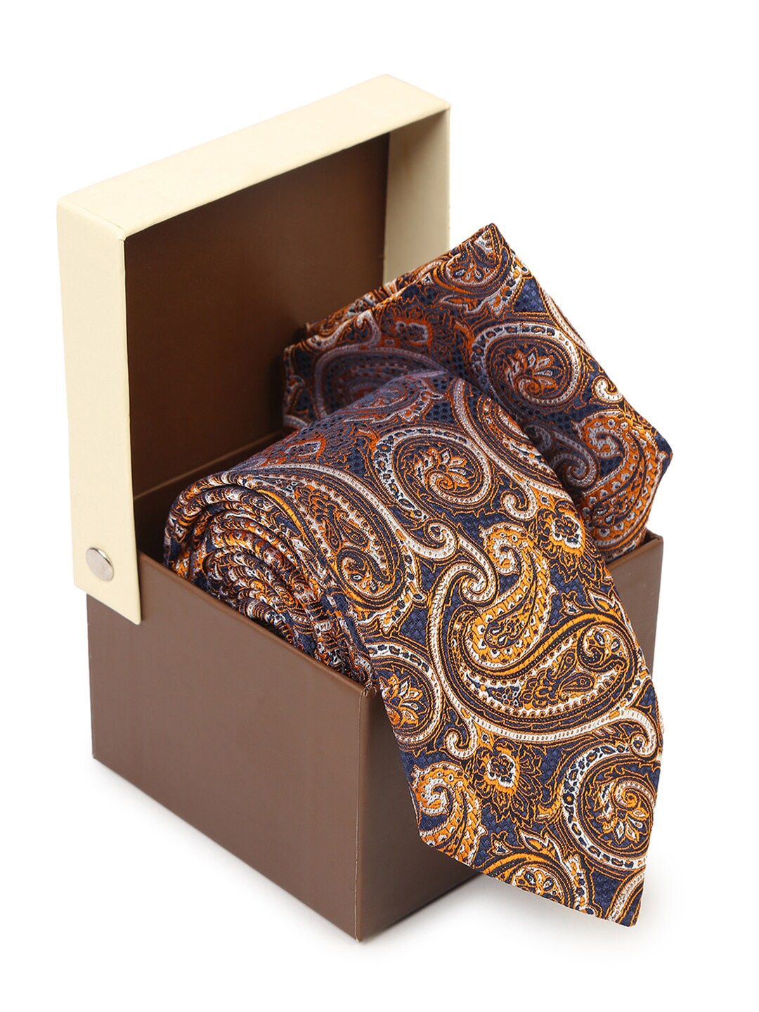 

Hashburys Premium Tie and Pocket Square Accessory Gift Set, Orange
