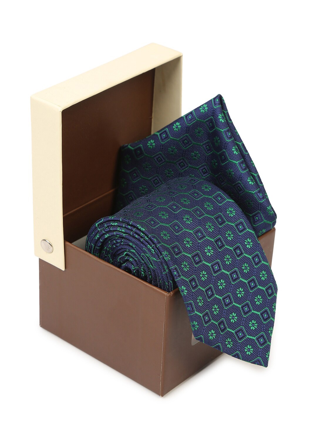 

Hashburys Men Premium Tie and Pocket Square Accessory Gift Set, Navy blue