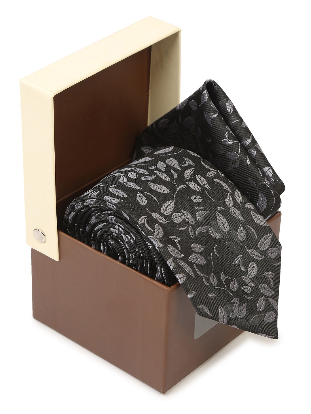 

Hashburys Men Premium Tie and Pocket Square Accessory Gift Set, Black