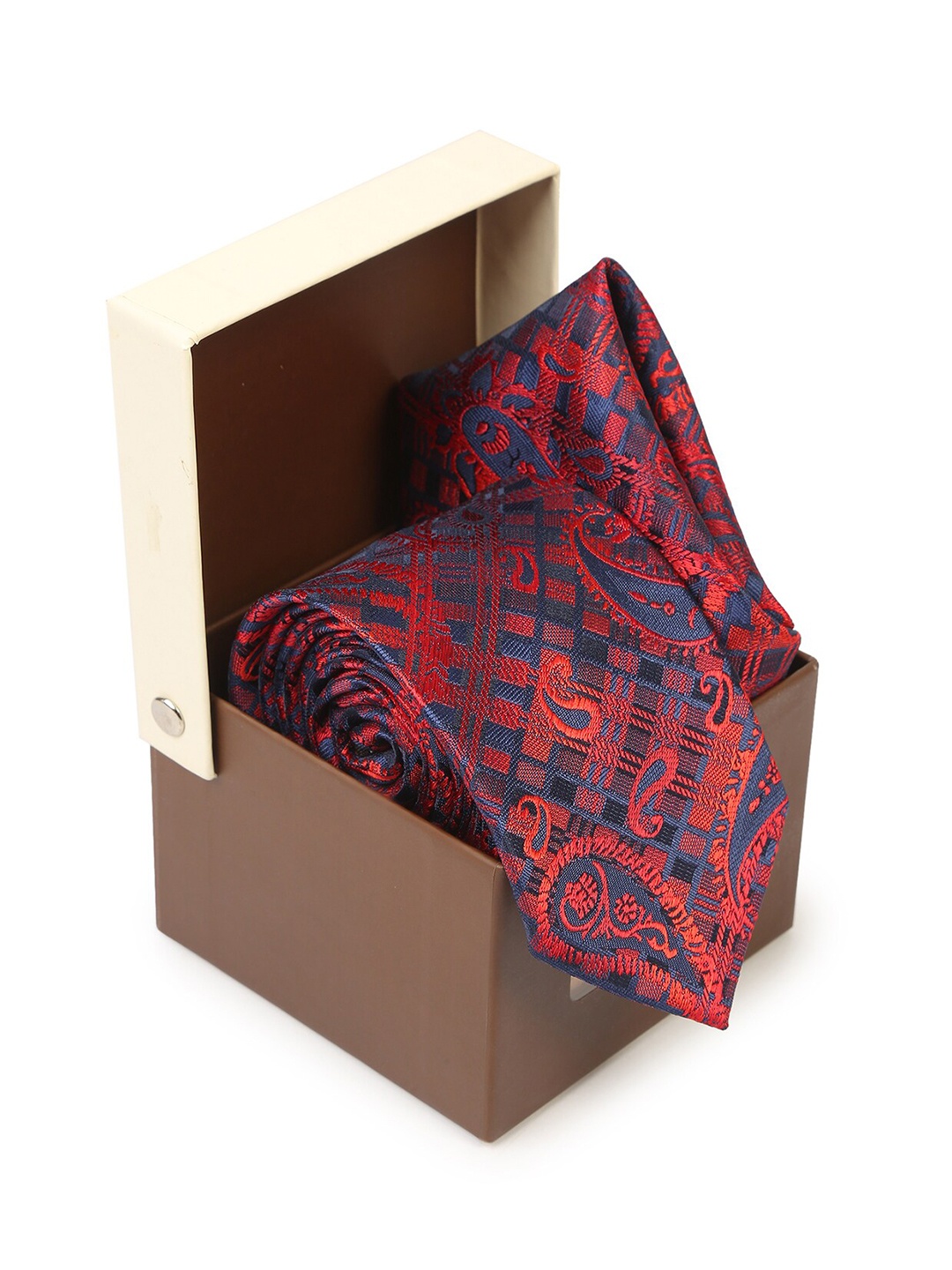 

Hashburys Men Premium Tie and Pocket Square Accessory Gift Set, Red