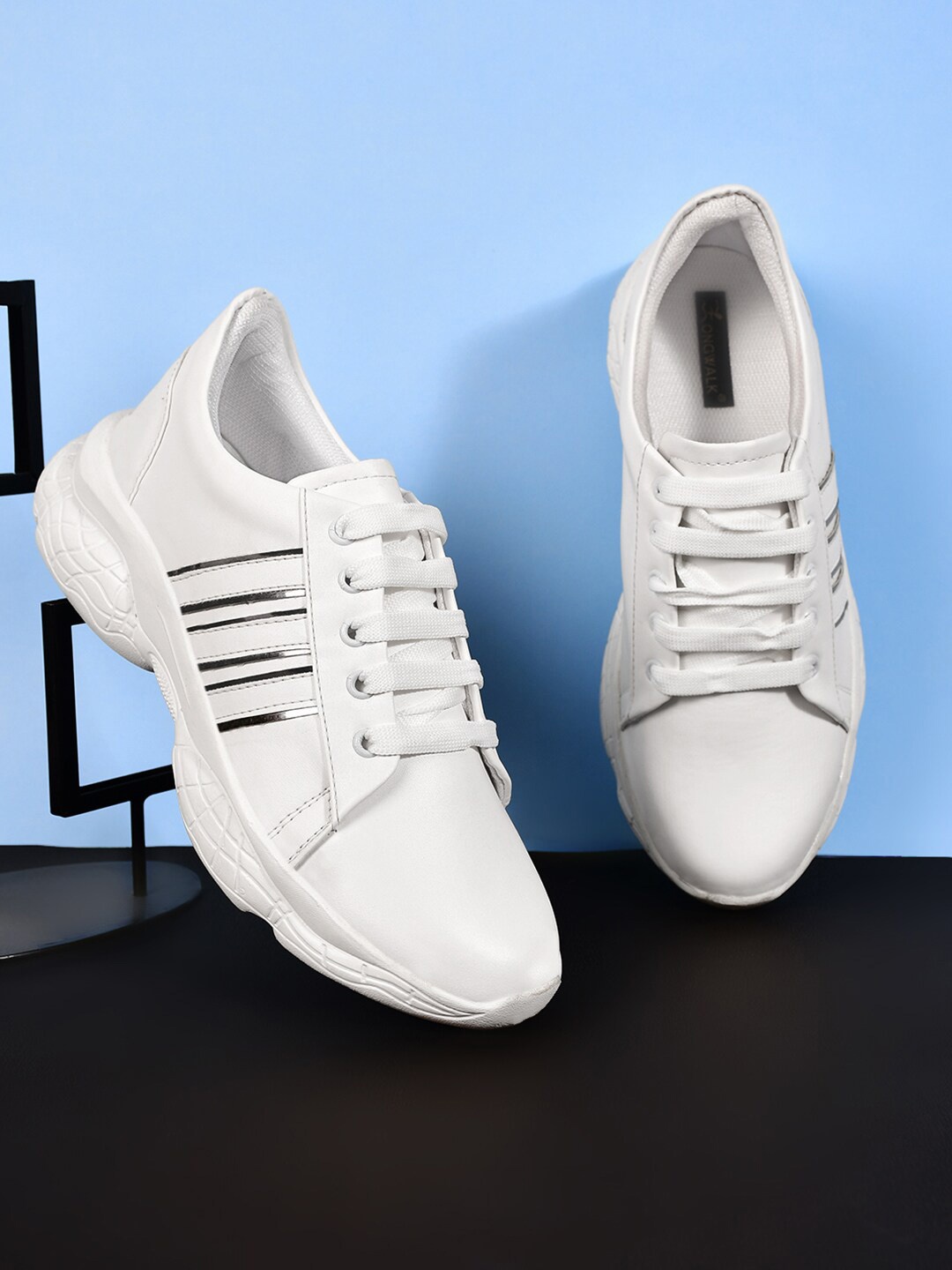 

Longwalk Women Striped Sneakers, White