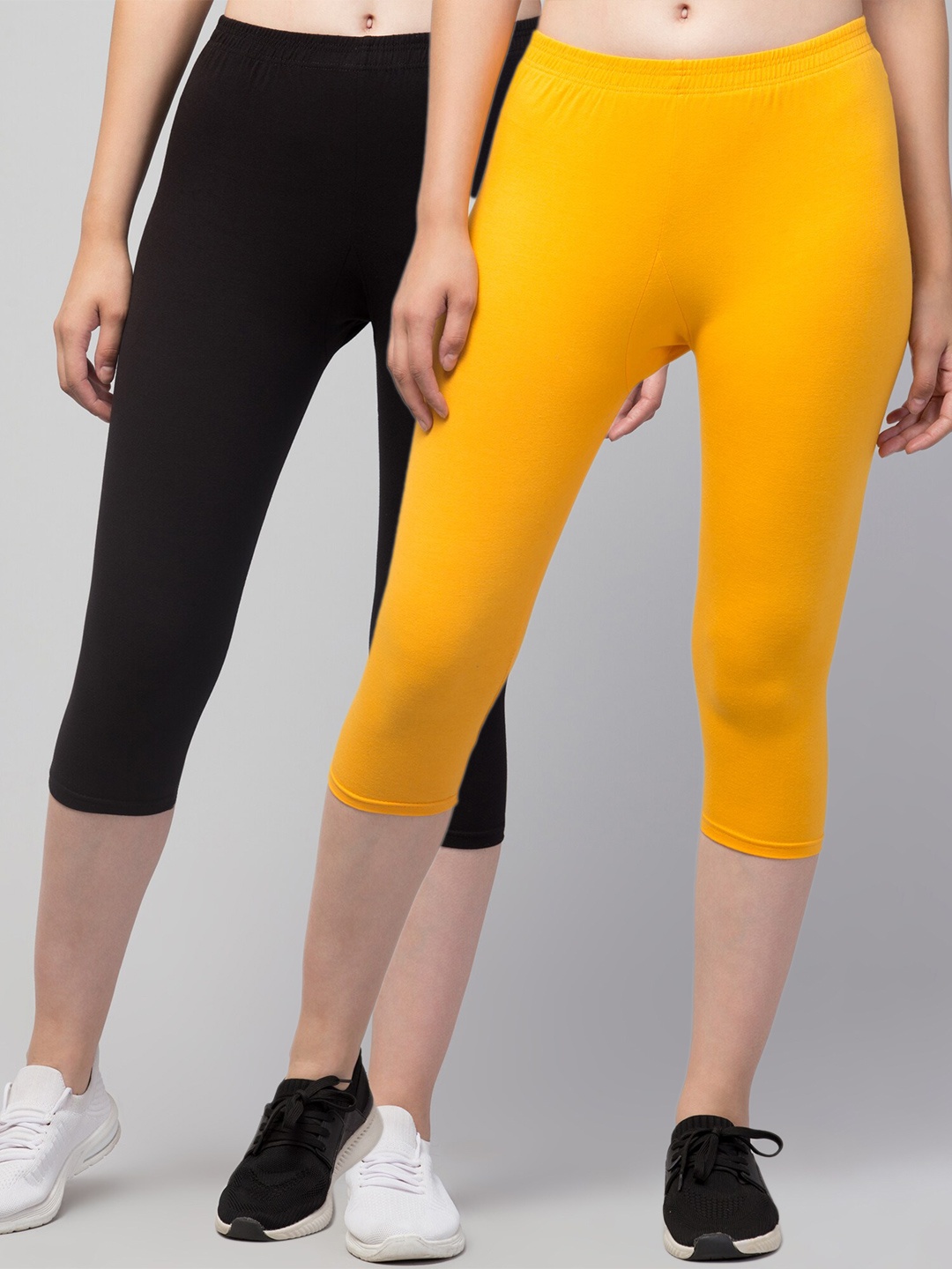 

Apraa & Parma Women Pack Of 2 Skinny Fit Pure Cotton Capris, Black