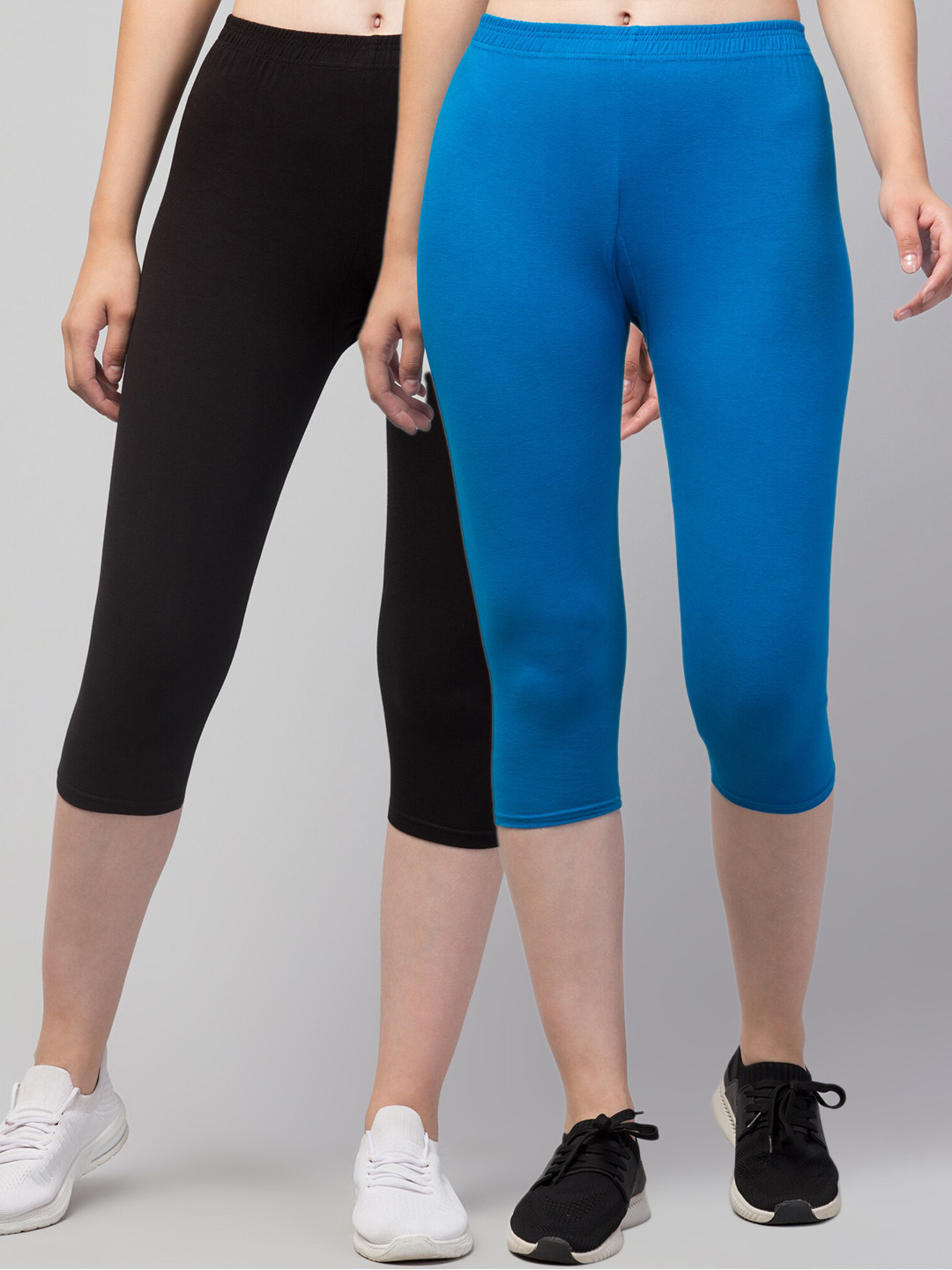 

Apraa & Parma Women Pack Of 2 Skinny Fit Pure Cotton Capris, Black
