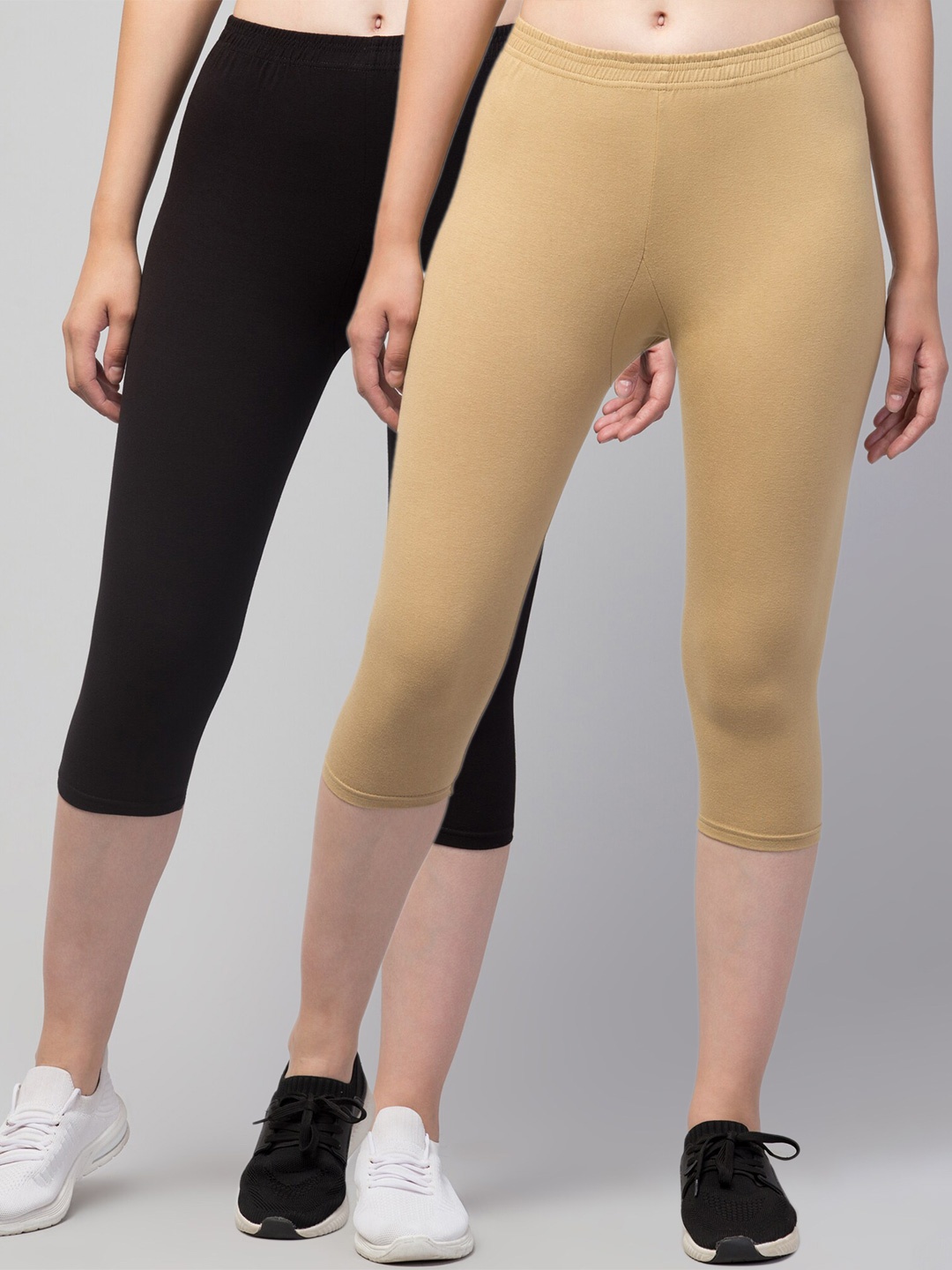 

Apraa & Parma Women Pack Of 2 Skinny Fit Pure Cotton Capris, Black