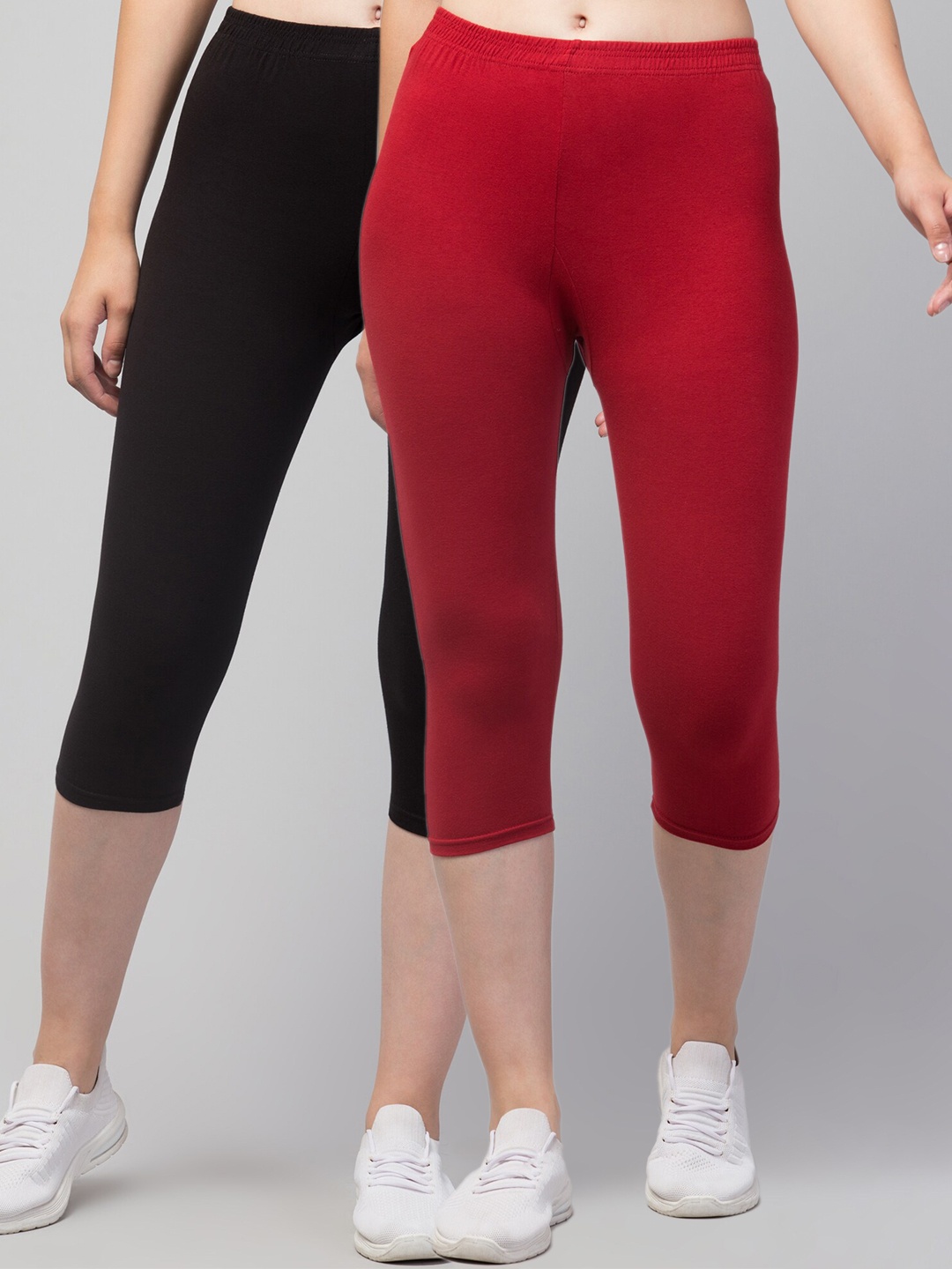 

Apraa & Parma Women Pack Of 2 Skinny Fit Pure Cotton Capris, Black
