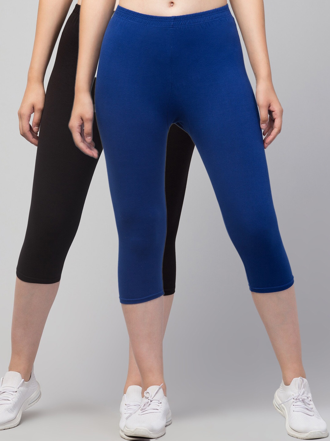 

Apraa & Parma Women Pack Of 2 Skinny Fit Pure Cotton Capris, Black