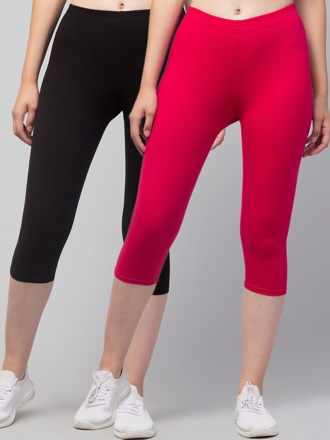 

Apraa & Parma Women Pack Of 2 Skinny Fit Pure Cotton Capris, Black